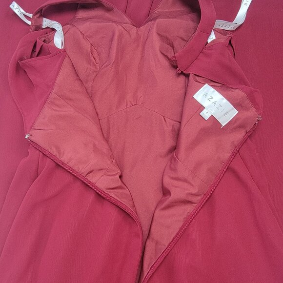 Azazie 'Danica' Bridesmaid Dress Burgundy Halter Neck A-Line Pleated NWT - Picture 9 of 12